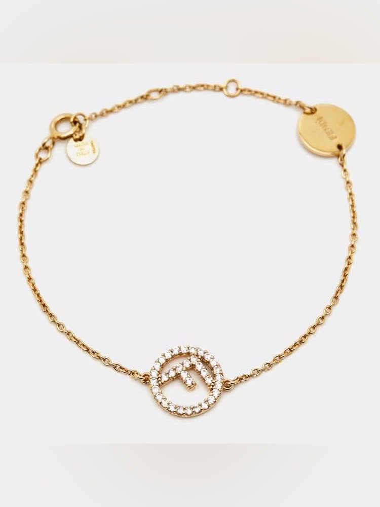 Fendi F Is Rhinestone Gold Tone Bracelet Free Gift With Purchase